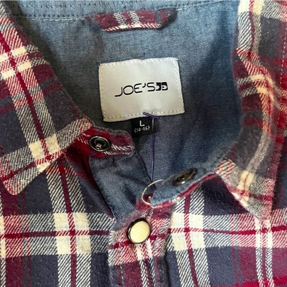 JOE’S Jeans kids red and blue snap button flannel size L (14-16) host pick - Picture 3 of 4